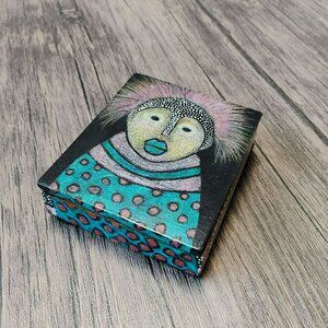 Handcrafted Painted Wooden Box With Mirror & Wall Hanging, Artsy Folk Art Mini